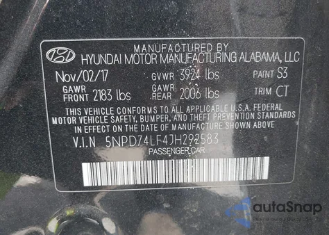 2018 Hyundai Elantra Se z USA, uszkodzony, nr VIN 5NPD74LF4JH292583